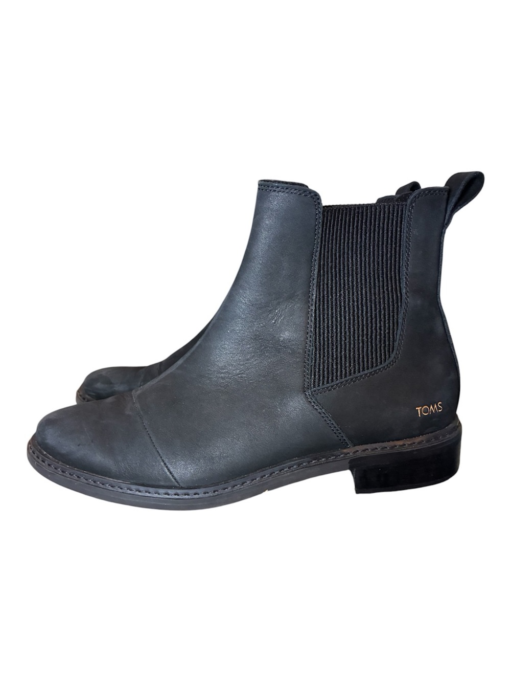 Toms Size 8.5 Charlie Chelsea Black Soft Suede Leather Boots 10018925